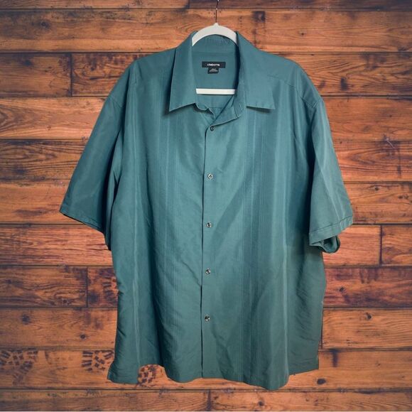 5 for $25🔥Claiborne Midnight Teal Button Front Shirt 3XL Tall - Picture 1 of 4